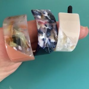 Set of 3 rectangle tortoise ponytail holders